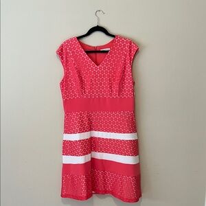 Sandra Darren Salmon Pink/White Dress NTW